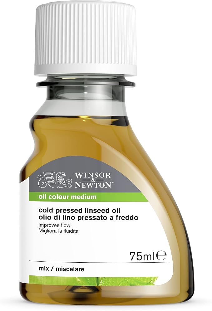 Winsor & Newton Cold Pressed Linseed Oil, 75ml (2.5oz) Bottle | Makes Oil Colour "Fatter" & Dries Slightly Quicker, Decreases Consistency, Increases Flow & Transparency