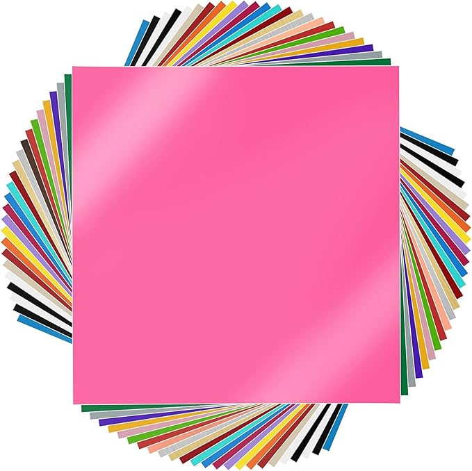 Prime Vinyl Permanent Vinyl, Self Adhesive Vinyl for All Cutting Machines 12" x 12", 25 Sheets for Home Decor, Logo, Banners, Window Graphics, Cutting Machine