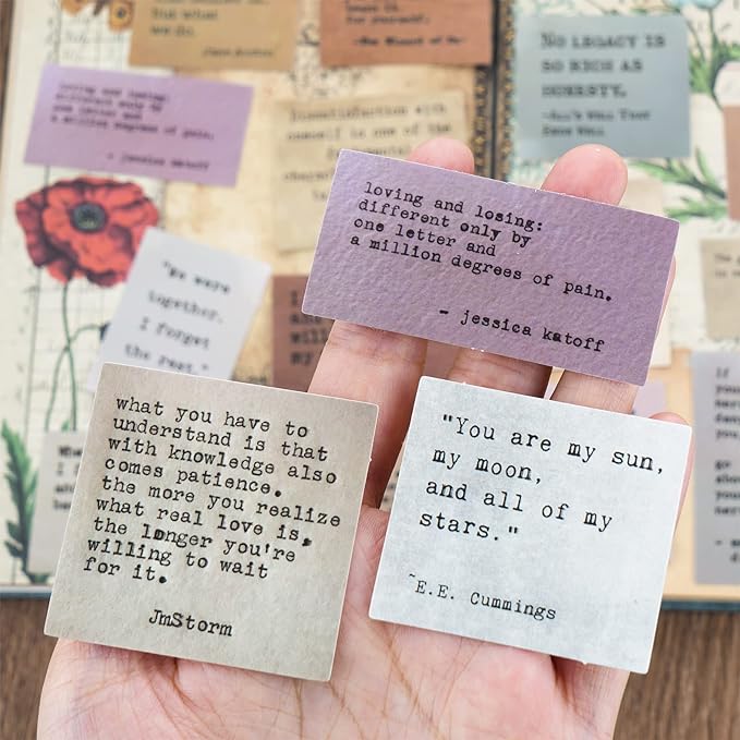 LakoArt 240 Pieces Retro Typewriter Style Motivational Quotes Stickers (2 Pcs. Each), Inspirational Vintage Journaling Stickers, Famous Words Scrapbook Sticker for Planner Bullet Junk Journal Laptops