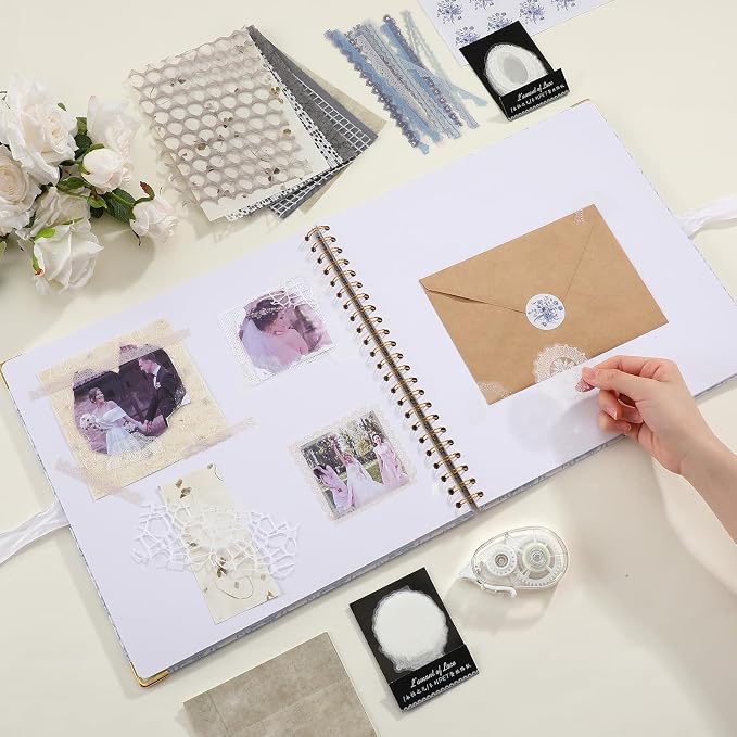 Humyoun Letters to Bride Scrapbook,12 X 12 Inch,Floral,Blue