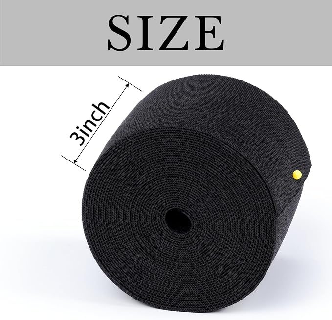 XKDOUS Elastic Band for Sewing,Black,3 Inch 6 Yards