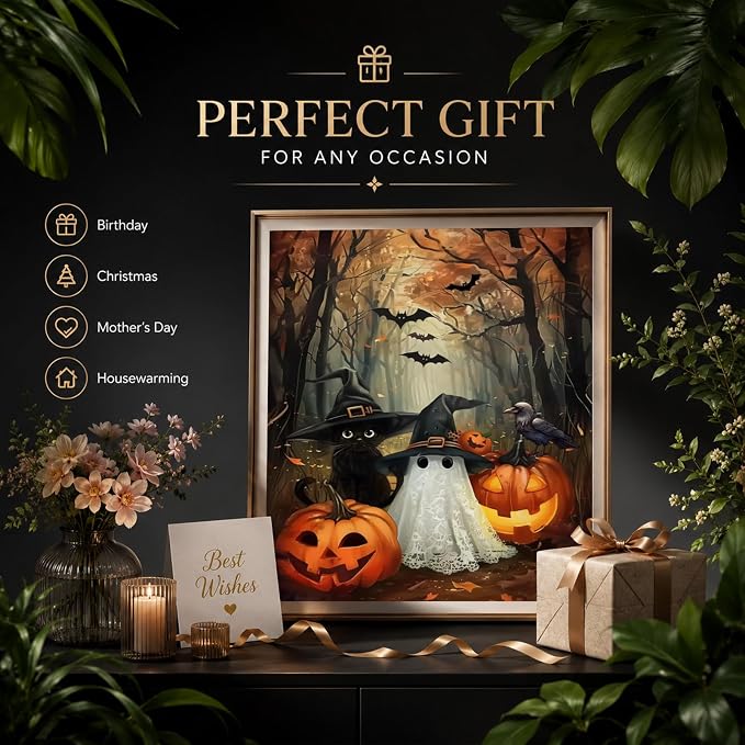 HITO Halloween Paint by Numbers Kit for Adults Ghost Frameless 16x20 Inch | Ghost Paint by Number for Adults, DIY Acrylic Oil Easy Painting by Numbers for Home Wall Decor