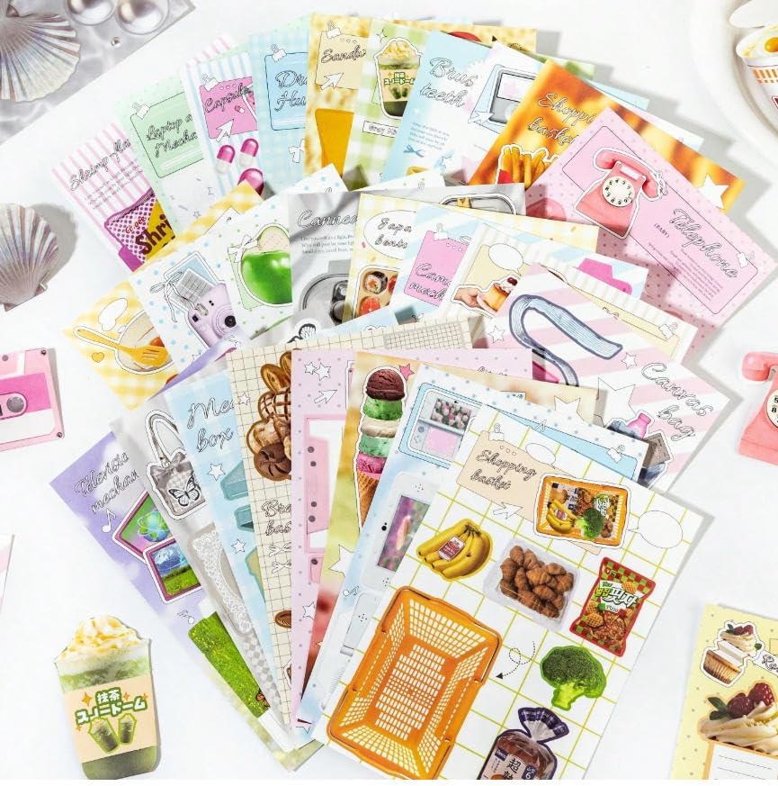TIRCA Scrapbook Kit for Girls, Aesthetic Journaling Kit with 3D Pop-Up Pre-Cut Stickers (2 Pack, 40 Sheets), DIY Scrapbooking Supplies, Easy No-Scissors Craft Set for Teens Women, Creative Gift
