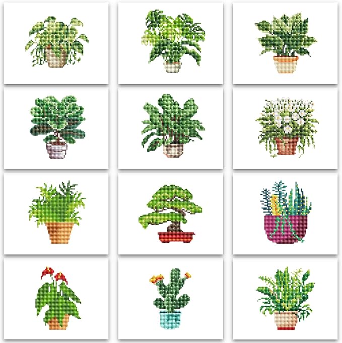 PeakLuv Small Diamond Art Kits Green Plants Mini Diamond Painting Kits
