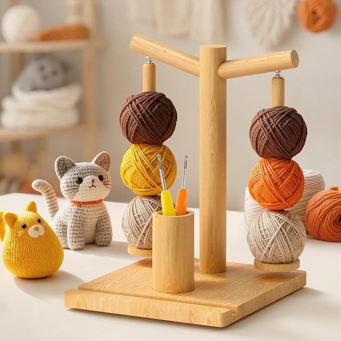 Hangerspace Wooden Yarn Holder for Crocheting and Knitting
