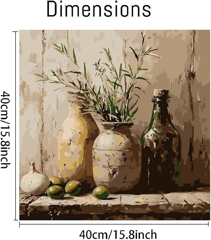 Mrnsiet Paint by Number for Adults Beginners, Easy Bottles Paint by Numbers Kits on Canvas, Retro Oil Painting Kits Adults' Paint-by-Number Kits for Home Wall Decor 16x16 Inch