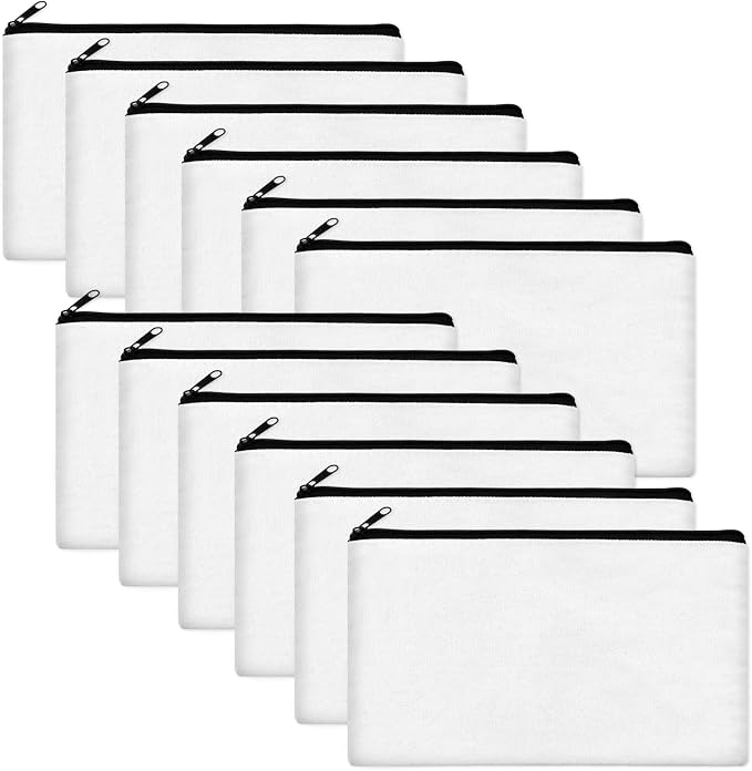 Legigo Blank Canvas Bags Zipper Pouch Makeup Bags Pencil Pouch Bulk | Multi-Purpose, Sturdy Canvas Pouch with Zipper, Cosmetic Travel Toiletry Bag for DIY Crafts, Gifts & Storage, 8.3 x 5 Inch