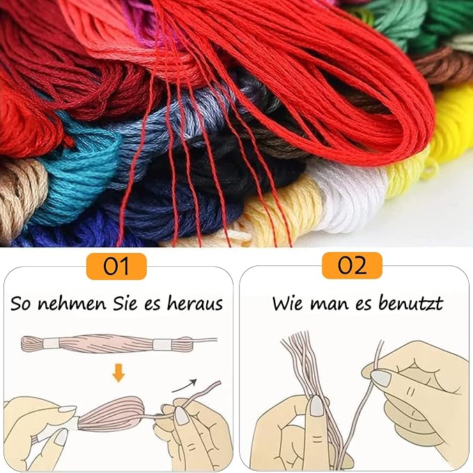 Maxee Embroidery Thread, 447 Colors Per Pack Embroidery Floss,8m Cross Stitch Threads,Friendship Bracelets Floss, Crafts Floss Rainbow Color with Free Embroidery Needles, Floss Bobbins