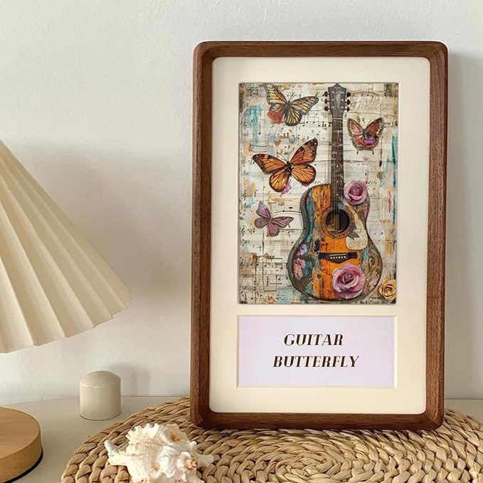 PRSTINCOL Scrapbook Paper,16 Sheets 4.1x5.8 Inch Guitar Butterfly Style Scrapbook Paper,Single-Sided Vibrant Origami Decoupage Papers for Diy Crafts, Card Making, Art Journaling