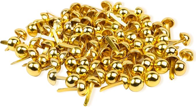 100 PCS Brass Paper Fasteners Metal Brass Fasteners, Mini Brads for Paper Crafts DIY Pins for Crafts (Gold)