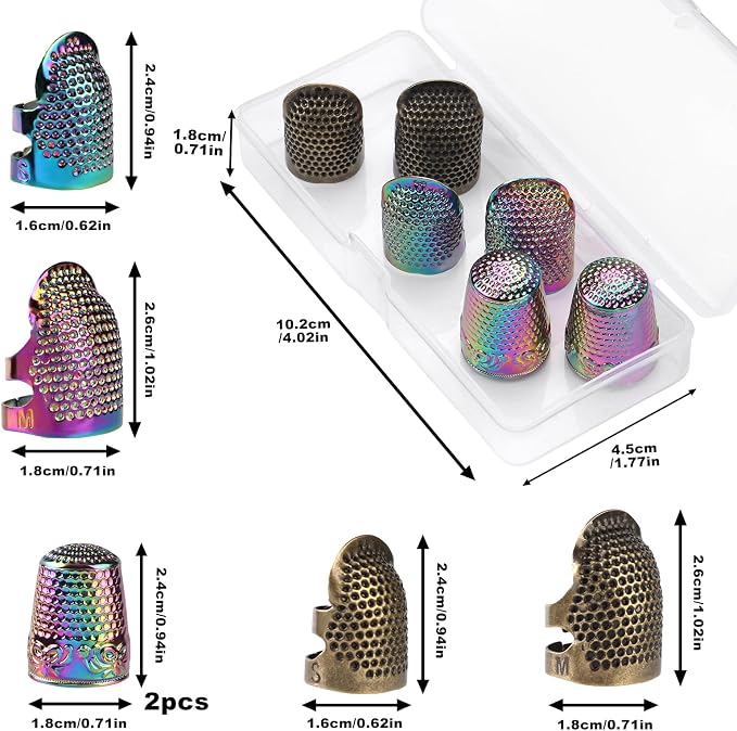 ZMAAGG Thimbles for Hand Sewing, 6 PCS Sewing Thimble, Metal Thimble
