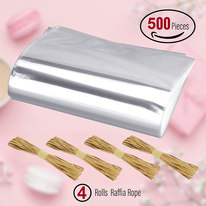 Tudomro 500 Pcs Clear Cellophane Soap Bags for Homemade Soap Candles, 5x8 | Clear Wrappers for Soap Bars Candles, Wedding Favor Treat Bags, Homemade Gifts Packaging, Small Business Supplies