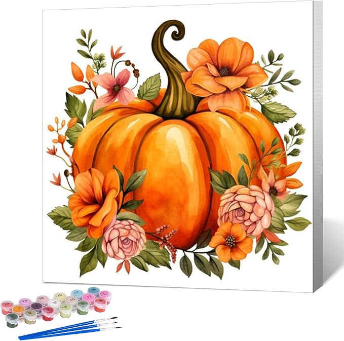 Fountor Fall Framed Paint by Numbers Kit for Adults Beginner 10x10 in
