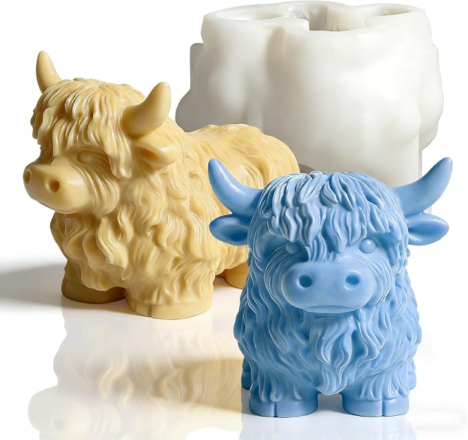 Cow-Shaped Silicone Molds for 3D Candle Making, Unique Animal Mold, Silicone Food Grade Moulds for Crafts Cake Jelly Gummy Wax Soap Ice Mould for Home Decor