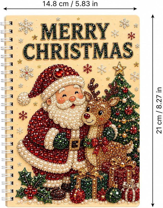 100 Pages DIY Christmas Pearl Diamond Art Painting Notebook，Style B