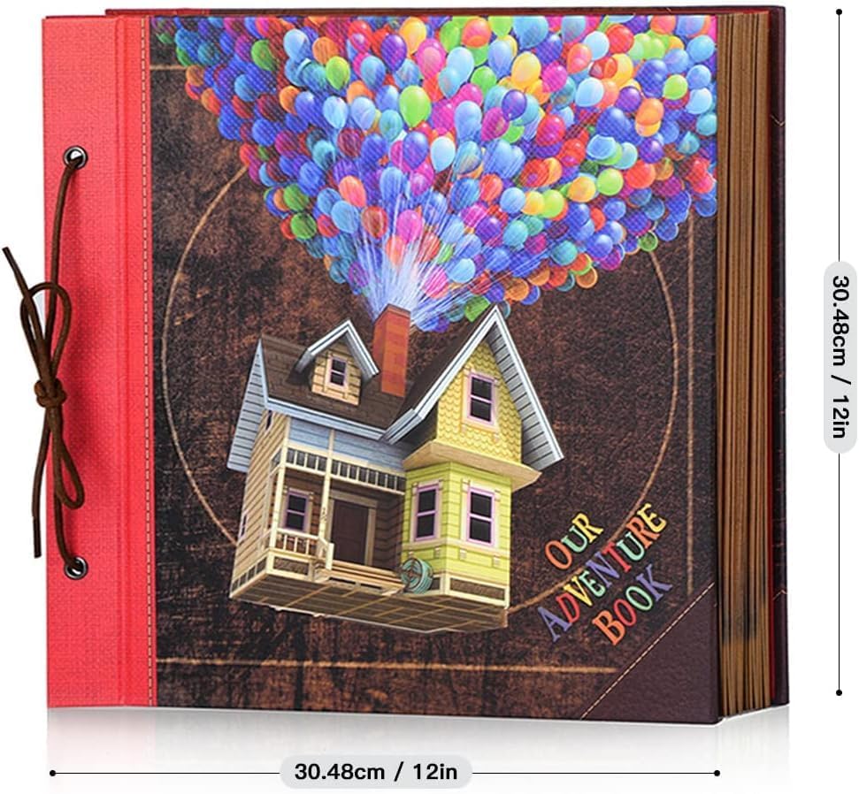 Our Adventure Book 12x12 Inch,Scrapbook Album Large Handmade Travel Scrapbook 60 Pages DIY Album for Anniversary,Wedding,Travelling,Writing,Baby,Friends,Family,Couple Gifts (12in-Up House)