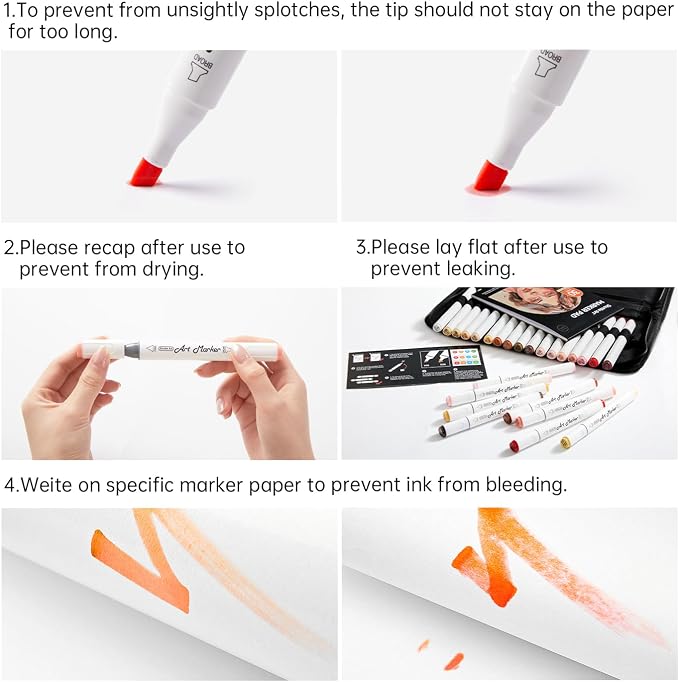 Shuttle Art Alcohol Markers, Skin Hair Tone, 36 Colors for Manga Portrait