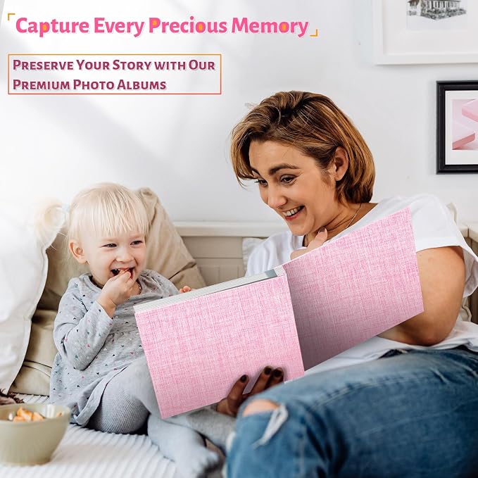 Artfeel Photo Album Self Adhesive Scrapbook,60 Pages Large Photo Book for 4x6,5x7,8x10 Pictures,DIY Album for Baby Wedding Family Travel Birthday,with Metallic Pen and Scraper