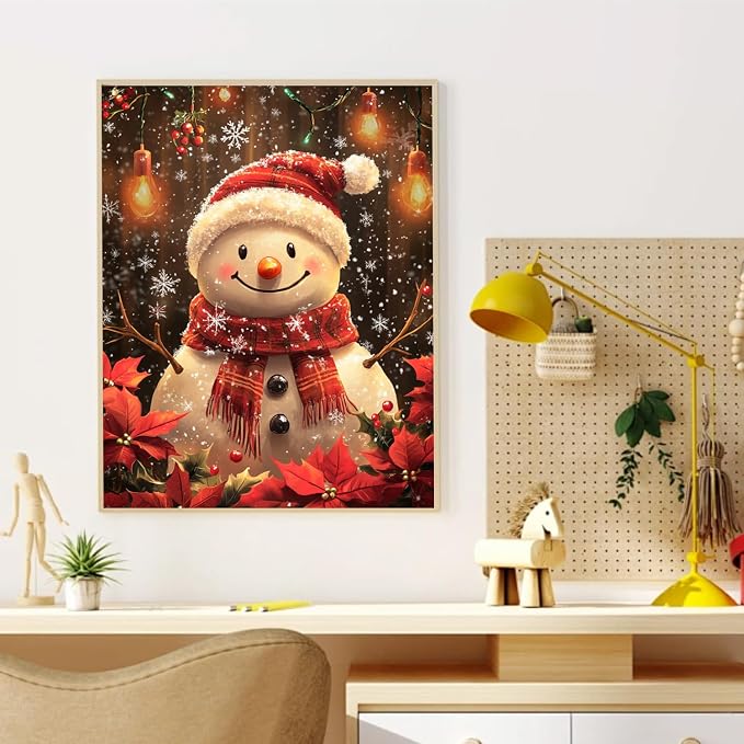 CRZMODE Christmas Paint by Numbers Kit for Adults, Snowman Paint by Numbers for Adults, Acrylic Painting Crafts for Home Decor Gift (16x20inch)