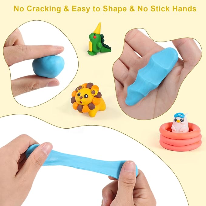 CiaraQ 60-Color Polymer Clay Oven Bake Modeling Kit | 14 sculpting tools, silicone mold, accessory pack, guide. Great for gifting, school, home, kids & artists.