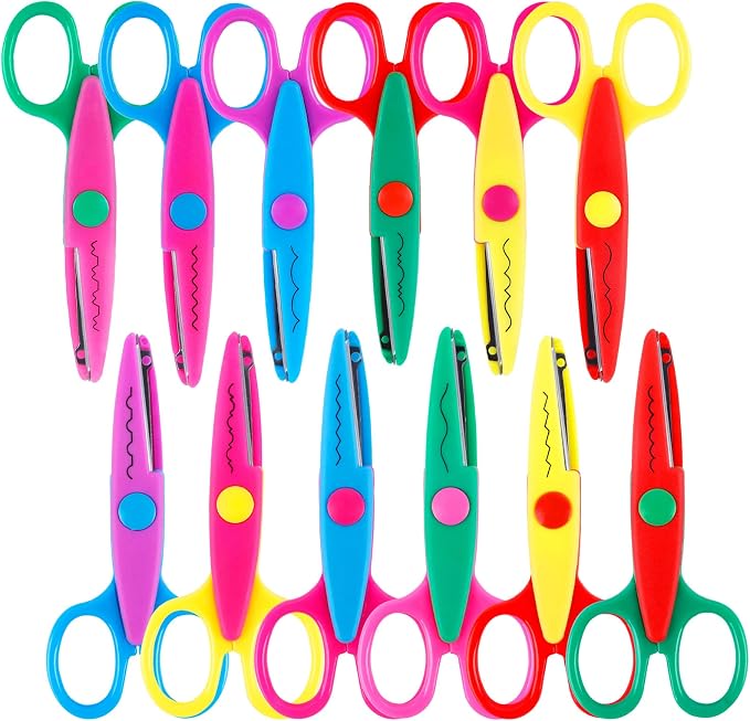 UCEC Craft Scissors Decorative Edge, 12 Pack, Bright Zig Zag Scissors