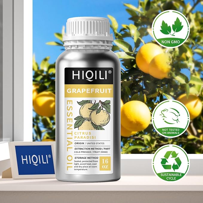 HIQILI Grapefruit Essential Oil for Skin Care, Diffuser & DIY