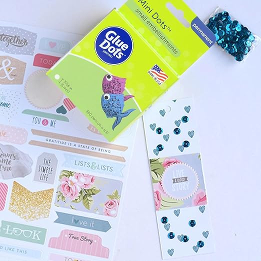 Glue Dots, Mini Dots, Double-Sided, 3/16", 900 Dots, DIY Craft Glue Tape, Sticky Adhesive Glue Points, Liquid Hot Glue Alternative, Clear, 3 Pack