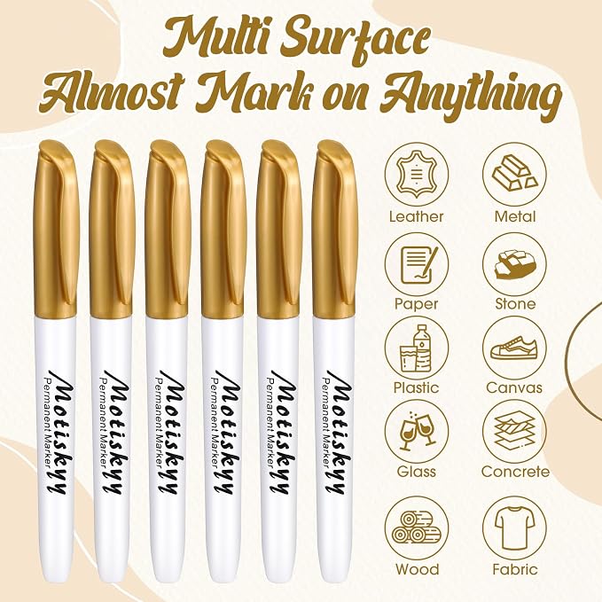 Motiskyy 48 Pack Metallic Markers, Permanent Paint Pens, Gold