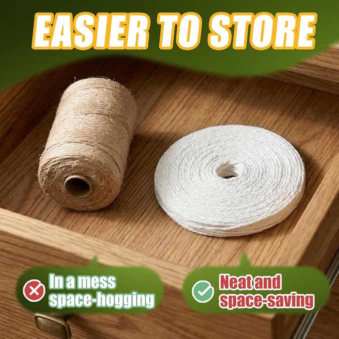 810FT Natural Jute Twine String Bulk Hemp Rope Cord for Crafts Gardening Gift Wrapping Wedding Décor Packing Material Burlap Ribbon Christmas Knitting Macrame Decoration (White 2mm* 810ft)