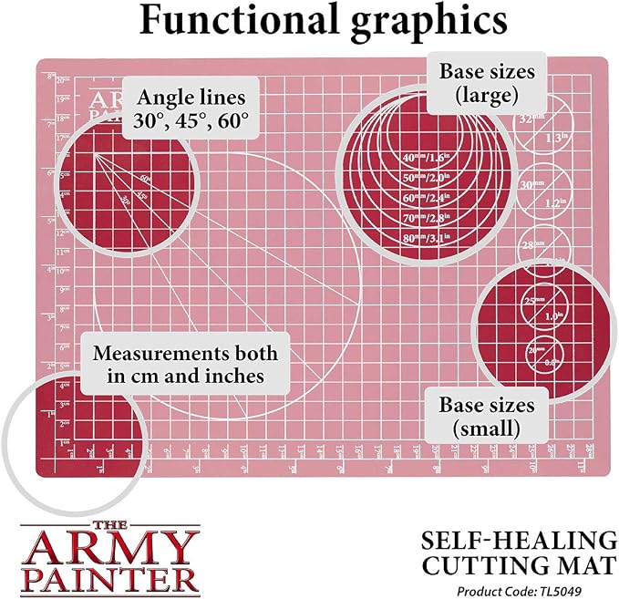 The Army Painter, Self-Healing Cutting Mat, Double Sided PVC Non-Slip, A4 | 3-Ply Gridded Miniature and Model Cutting Board, A4, Tabletop Roleplaying, Boardgames, and Wargames Miniature Modelling