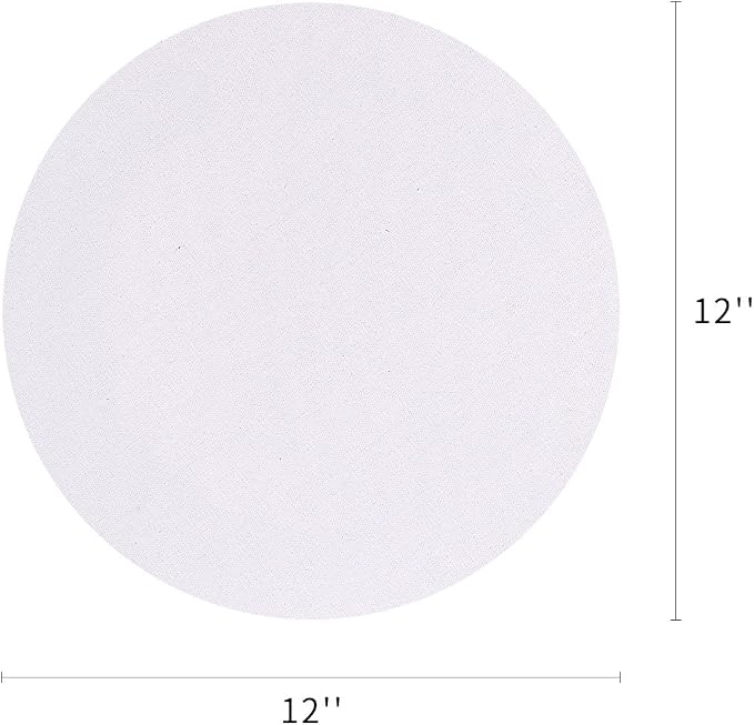 Transon 12inch Artist Round Canvas Primed Stretched Canvas Ready for Painting Pack of 2
