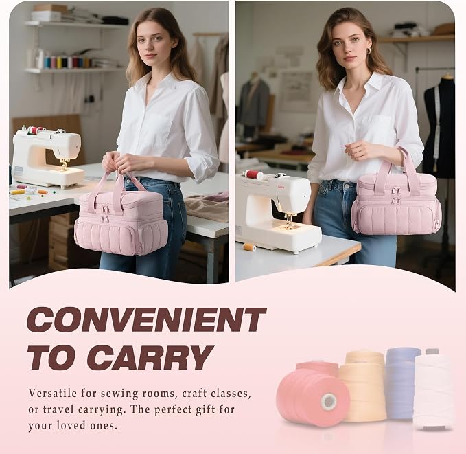Marscamd Sewing Organizer Bag with Detachable Dividers, Pink (Bag Only)