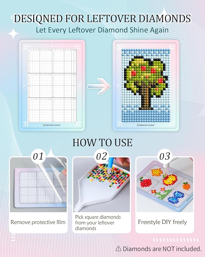 ForeverYoung Freestyle Mini Diamond Art Cards, No Pattern–Square, No Drills