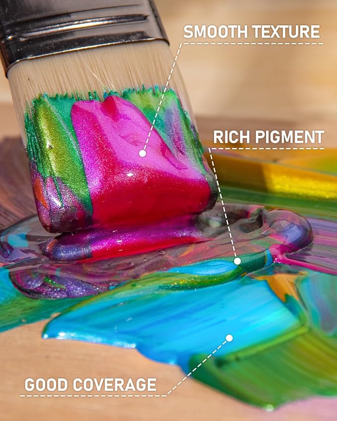 Nicpro Iridescent Pink Acrylic Paint, 8.45oz Large Pink Metallic Paint | Color Shifting Glitter Craft Paint, Non-Toxic Art Painting Supplies, for Canvas Rocks Wood Glass Ceramic Fabric