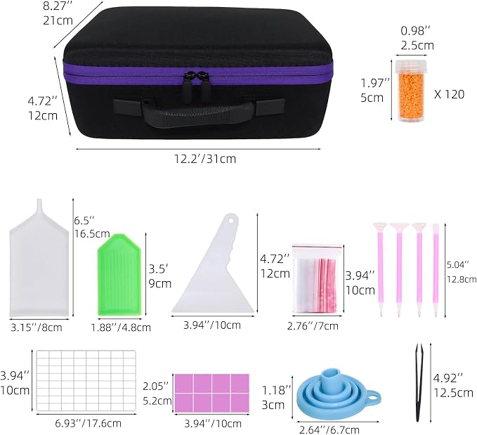 LEIYULY 120 Slots Diamond Art Storage Kit, Diamond Art Tools Accessories