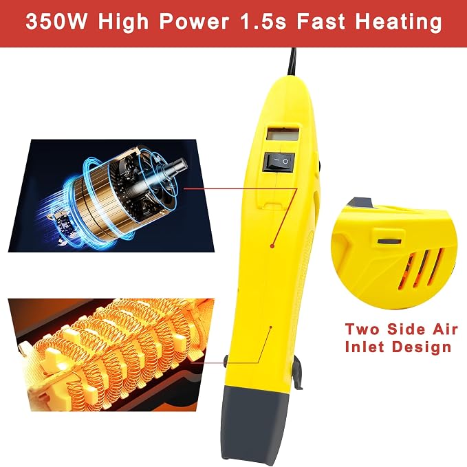 Heat Gun, 350W Mini Heat Gun for Crafting, 2-Temp Settings Hot Air Gun 392℉(200℃)/752℉(400℃) Heating Tool for Crafts, Shrink Tubing, Drying Paint, DIY Works