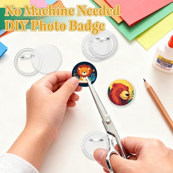 Bignc 1.7 Inch Clear Acrylic Button Pins - 40 Pack DIY Custom Design Buttons, Pin Backs & Blanks for Sublimation, Crafts, Photo Badges for DIY Gifts & School Projects,Teams, Events Badges