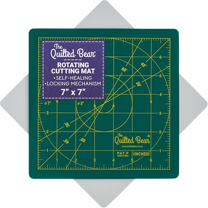 The Quilted Bear 7" x 7" Rotating Self-Healing Cutting Mat, Green