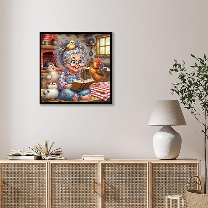 Grandma Diamond Art Kits for Adults,Chicken Diamond Painting Kits 14X14In