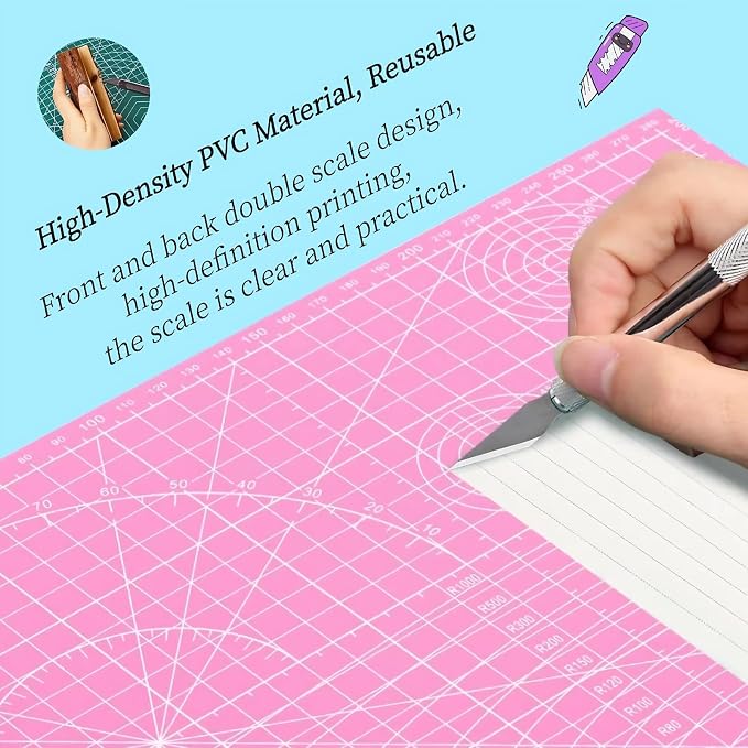 A5 Self-Healing Cutting Mat, Small Cutting Mat, Professional Double Sided Durable Cuttings Mats, Great for Hop Scrapbooking, Quilting, Fabric, Sewing Craft Projects (Black, A5)
