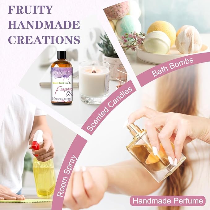 EUQEE Sweet Fruit Candy Fragrance Oil for Diffusers 3.38 Fl Oz/100ML
