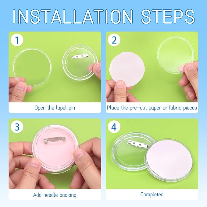 Bignc 2.3 Inch Clear Acrylic Button Pins - 40 Pack DIY Custom Design Buttons, Pin Backs & Blanks for Sublimation, Crafts, Photo Badges for DIY Gifts & School Projects,Teams, Events Badges