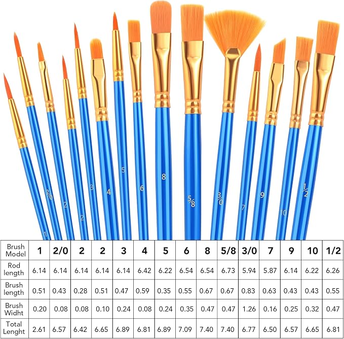 AROIC Acrylic Paint Brush Set, 100 Packs / 1500Pcs Nylon Hair Paint Brushes | All Purpose Oil Watercolor Face Body Rock Painting Artist, Small Painting Brush Kits for Kids Adult Drawing