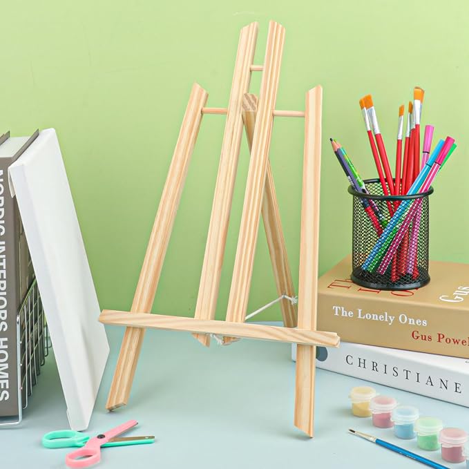 Yiksonyo 6 Pack 15.6 Inch Wooden Easel, Tabletop Wood Easels Stand, Wooden Easel for Painting, Art, and Crafts