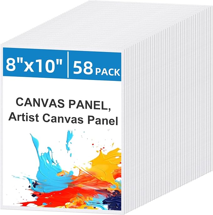 58 Pack Canvas Boards for Painting 8x10 Inch, Canvases for Painting for Acrylic Oil Tempera Watercolor Paints