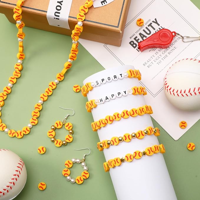 Augshy 300Pcs Softball Clay Beads for Jewelry Making