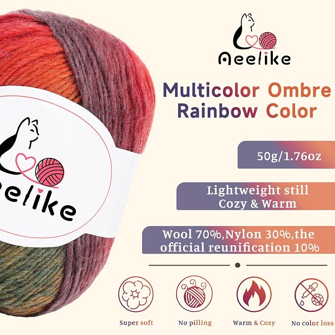 Aeelike Crochet Blanket Kit for Adults Advanced,Ombre Red Vintage Craft Kit