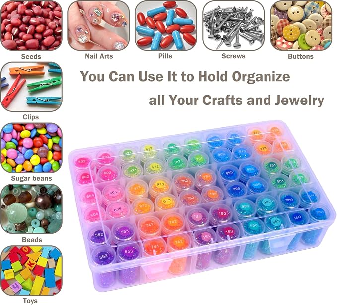Diamond Art Storage, 2Pack 120 Bottle,Diamond Painting Storage Accessories Organizer Storage Case Containers (Beads not Included)