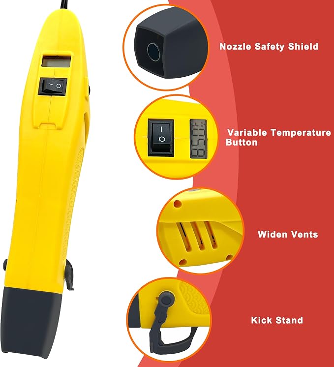 Heat Gun, 350W Mini Heat Gun for Crafting, 2-Temp Settings Hot Air Gun 392℉(200℃)/752℉(400℃) Heating Tool for Crafts, Shrink Tubing, Drying Paint, DIY Works