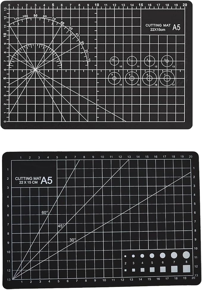 A5 Self-Healing Cutting Mat, Small Cutting Mat, Professional Double Sided Durable Cuttings Mats, Great for Hop Scrapbooking, Quilting, Fabric, Sewing Craft Projects (Black, A5)